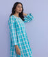 Women's Pret Yarn Dyed Embroidered Blue A-Line Shirt